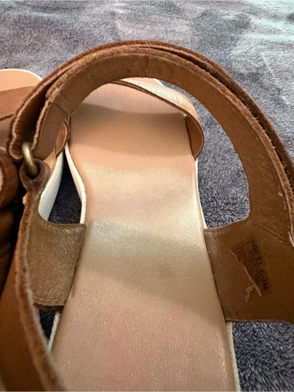 Sorel Cameron White Platform Tan Leather Multi Strap Wedge Sandals sz 8.5